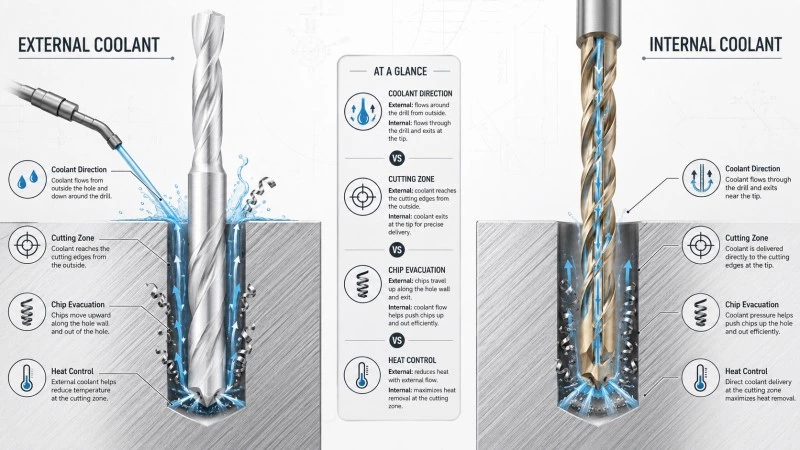 Internal Coolant vs External Coolant Carbide Drills: Which Should You Use?